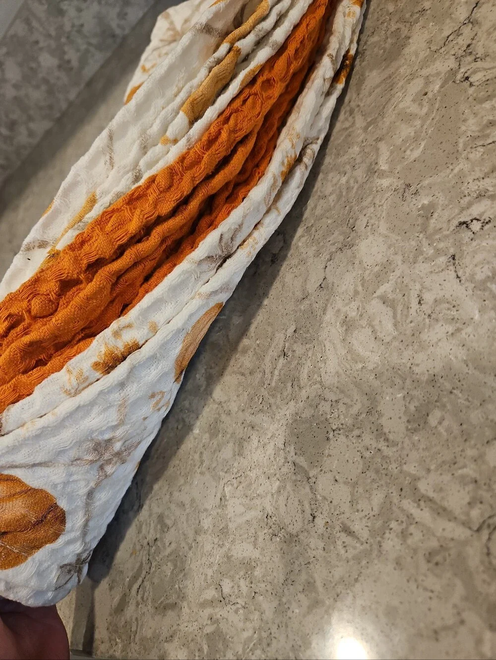 Rachel Ashwell The Farmhouse Kitchen dish towels(3) Pumpkin cream orange Shabby